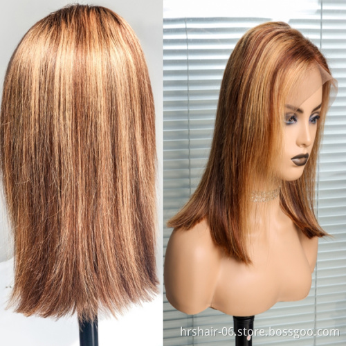 Human hair wig lace front 13*4 lace closure p4/27 highlight color glueless wigs wholesale wigs 100% human hair